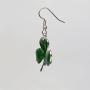 St. Patricks Day Irish Shamrock Dangle Earrings Green Enamel on Silver Finish Pewter