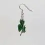 St. Patricks Day Irish Shamrock Dangle Earrings Green Enamel on Silver Finish Pewter