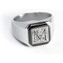 Tioneer Stainless Steel Monogram Initial Signet Biker Rings for Men, Square Flat Top (Black, Gold, Silver), Size 7-16