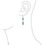 Native American Style Stabilized Turquoise Feather Leaf Leverback Dangle Earrings For Women Teen 925 Sterling Silver