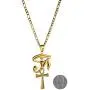 HZMAN Gold Stainless Steel Eye of Horus Egypt And Coptic Ankh Cross Religious Pendant Necklace 24'' Figaro Chain