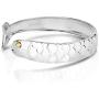 Unique Royal Jewelry Solid 925 Sterling Silver and 14k Gold Plated Cod Fish Cuff Bangle Bracelet.