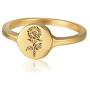 YeGienor Handmade Flower Signet Ring -18K Gold Over 925 Sterling Silver-Minimalistic Statement Ring with Botanical Engraved- Delicate Jewelry Gift for Women/Girls