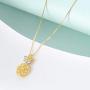 AOBOCO Sterling Silver Pineapple Necklace Gold Plated Pendant,Jewelry Gift for Women