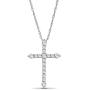 10K White Gold Diamond Cross Pendant with Sterling Silver Chain Necklace (1/4 cttw, I-J Color, I2-I3 Clarity), 18''