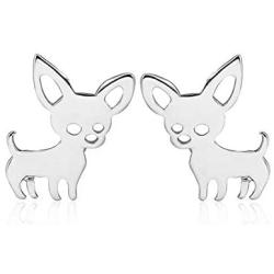 Stainless steel hypoallergenic Chihuahua dog earrings for women girls jewelry