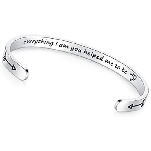 TONY & SANDY Mothers Day Gifts Cuff Bangle Bracelet Mantra Quote Engraved Stainless Steel Silver Forever Love Inspirational Friend Birthday Jewelry Present for Mom Grandma from Daughter Son Kids TONY & SANDY Mothers Day Gifts Cuff Bangle Bracelet Mantra Quote Engraved Stainless Steel Silver Forever Love Inspirational Friend Birthday Jewelry Present for Mom Grandma from Daughter Son Kids