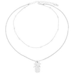 JczR.Y Cute Pineapple Necklace Pendant Bohemian Double-Layer Beads Clavicle Chain Necklace Choker for Women Girls Fashion Fruit Jewelry