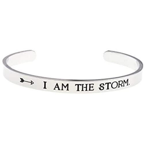 LParkin I AM The Storm Inspirational Bracelets for Women Empowering Jewelry Motivating Cancer Survivor Gift