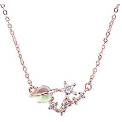 ANAZOZ 925 Sterling Silver Necklace for Women, Cubic Zircnia Planet Pendant Necklaces