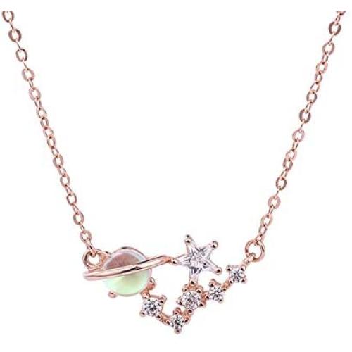 ANAZOZ 925 Sterling Silver Necklace for Women, Cubic Zircnia Planet Pendant Necklaces