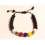 Handmade Bracelet from Medellin - Colombia Flag Colors - Cats eye gemstone and steel beads - Sliding Knot