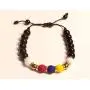 Handmade Bracelet from Medellin - Colombia Flag Colors - Cats eye gemstone and steel beads - Sliding Knot