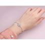 JZMSJF 925 Sterling Silver Evil Eye Bracelet White Blue Third Eye Chain for Women Girls