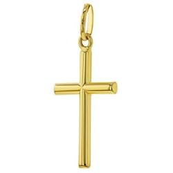 14k Yellow Gold Classic Baptism Small Stick Cross for Kids