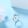 Round Crystal Solitaire Birthstone Ring Adjustable Women 925 Sterling Silver Cubic Zirconia Birth Month Open Ring Stackable Statement Rings for Girls Birthstone Wedding Engagement Ring Jewelry Gift