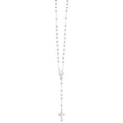 Ritastephens Italian Sterling Silver or Gold-tone 3mm Rosary Bead Virgin Mary Cross Necklace
