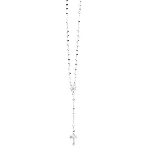 Ritastephens Italian Sterling Silver or Gold-tone 3mm Rosary Bead Virgin Mary Cross Necklace Ritastephens Italian Sterling Silver or Gold-tone 3mm Rosary Bead Virgin Mary Cross Necklace