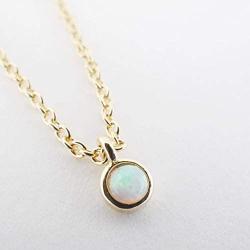 HONEYCAT Opal Bezel Set Necklace in Gold, Rose Gold, or Silver | Minimalist, Delicate Jewelry