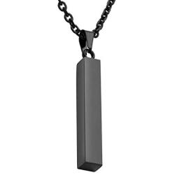 Zysta Engraving 3D Bar Name Necklace Personalized Text Message Cool Simple Design Women Customized Dangle Vertical Cuboid Stick Pendant Necklaces Stainless Steel Birthday Gift