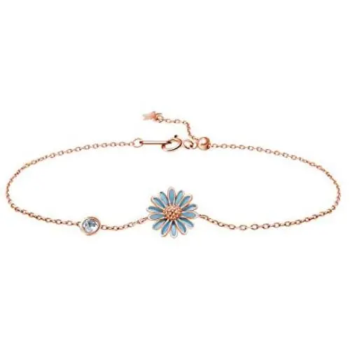 Daisy Bracelets, 925 Sterling Silver Cubic Zirconia Link Little Sunflower Bracelets Dainty Jewelry Gift for Women Daisy Bracelets, 925 Sterling Silver Cubic Zirconia Link Little Sunflower Bracelets Dainty Jewelry Gift for Women