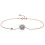 Daisy Bracelets, 925 Sterling Silver Cubic Zirconia Link Little Sunflower Bracelets Dainty Jewelry Gift for Women