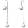Pearl Dangle Drop Threader Earrings, Long Freshwater Cultured Double Sided Pearl Jewelry for Women Girls