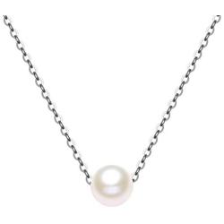 14K Solid Gold Pearl Necklace for Women, Real Freshwater Cultured Pearl Pendant Necklace 7.5mm Dainty Single Pearl Choker Adjustable Necklaces Fine Jewelry Gift for Her, Mom, Wife 16''-18''