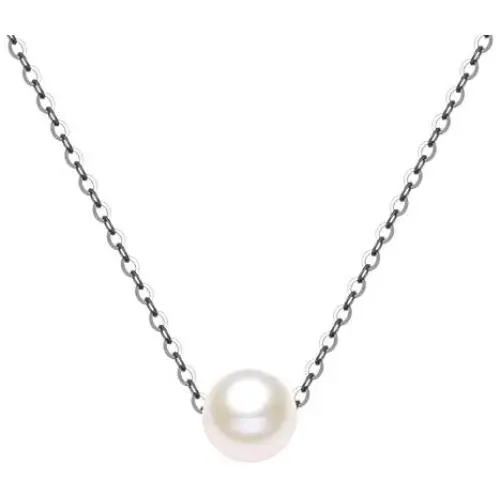 14K Solid Gold Pearl Necklace for Women, Real Freshwater Cultured Pearl Pendant Necklace 7.5mm Dainty Single Pearl Choker Adjustable Necklaces Fine Jewelry Gift for Her, Mom, Wife 16''-18''