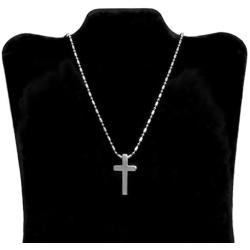 Loralyn Designs Small Simple Stainless Steel Cross Pendant Necklace (16-30 Inch Bead Chain)