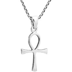 AeraVida Egyptian Hieroglyph Ankh .925 Sterling Silver Pendant Necklace
