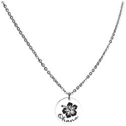 ecobuty Hawaiian Ohana Necklace Family BBF Best Friends Necklace Hibiscus Flower Pendant Gift for Mom Sister Best Friends