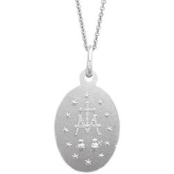 Ritastephens Italian Sterling Silver Miraculous Virgin Mary Medal Latin Prayer Charm Pendant Necklace (16mm, 19mm)