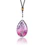 JK&EROSSTARS Wire Wrapped Tree of Life Natural Gemstone Teardrop Pendant Necklace Healing agate Chakra Jewelry for Women