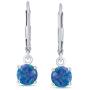 Round Solitaire Created Opal Leverback Drop Earrings For Women 925 Sterling Silver 8MM October Birthstone More Colors