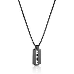 HZMAN Mens Stainless Steel Razor Blade Model Dog Tag Pendant Hip Hop Necklace,22+2'' Chain