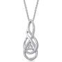 Jewelili Sterling Silver 1/10 Cttw Natural White Round Diamond Twisted Pendant Necklace, 18'' Rolo Chain