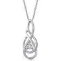 Jewelili Sterling Silver 1/10 Cttw Natural White Round Diamond Twisted Pendant Necklace, 18'' Rolo Chain Jewelili Sterling Silver 1/10 Cttw Natural White Round Diamond Twisted Pendant Necklace, 18'' Rolo Chain