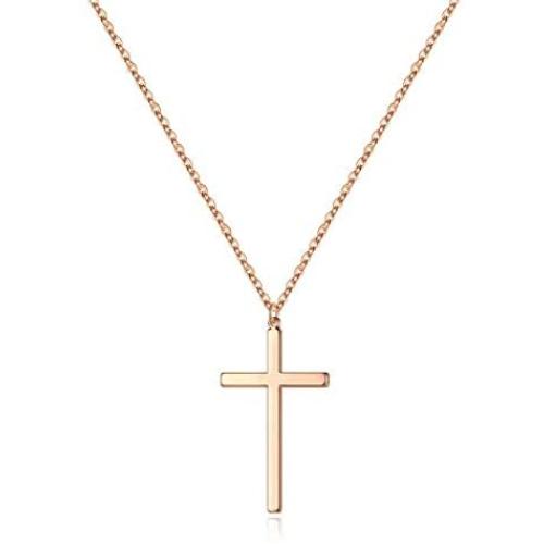 Ursteel Cross Necklace for Women, Dainty Gold Plated Cross Pendant Necklace Sideways Cross Choker Layered Cross Necklace for Women Girls