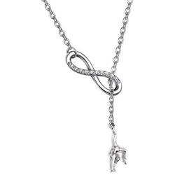 FUSTMW Gymnast Gift Gymnastics Y Necklace Infinity Love Charm Gymnast Jewelry Gymnastics Class Gift for Women Girls
