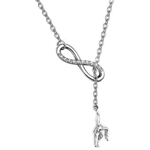 FUSTMW Gymnast Gift Gymnastics Y Necklace Infinity Love Charm Gymnast Jewelry Gymnastics Class Gift for Women Girls