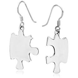 Fun & Chic Jigsaw Puzzle Pieces .925 Sterling Silver Dangle Earrings