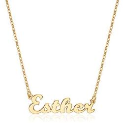 Yesteel Custom Name Necklace Personalized, 14K Gold Plated Personalized Necklaces for Women Name Jewelry, Gold Nameplate Necklaces for Teen Girls Gifts