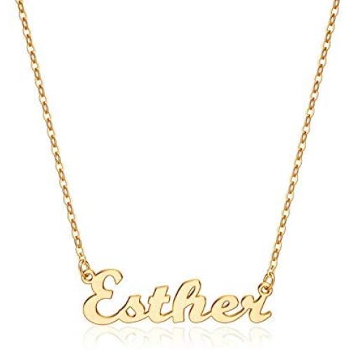 Yesteel Custom Name Necklace Personalized, 14K Gold Plated Personalized Necklaces for Women Name Jewelry, Gold Nameplate Necklaces for Teen Girls Gifts