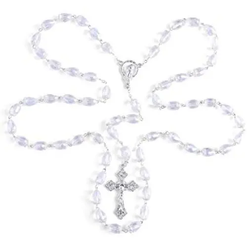 ROSABLESS Rosary Catholic Necklace Blue Crystal Beads Necklace with Alloy Christian Vintage Cross Religious Prayer Rosaries Jewelry Gifts ROSABLESS Rosary Catholic Necklace Blue Crystal Beads Necklace with Alloy Christian Vintage Cross Religious Prayer Rosaries Jewelry Gifts