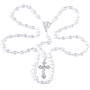 ROSABLESS Rosary Catholic Necklace Blue Crystal Beads Necklace with Alloy Christian Vintage Cross Religious Prayer Rosaries Jewelry Gifts