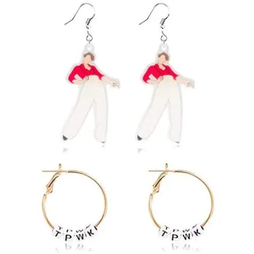 GROBRO7 2Pairs Harry Singer Earrings TPWK Earrings Jewelry Drop Dangle Acrylic Earrings Fashion Acrylic Earrings Birthday Gift Dress up Accessories for Women Girls