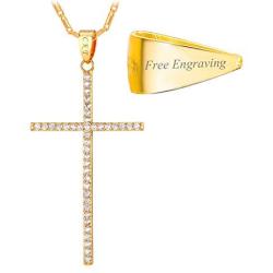 U7 Women Simple Classic 18K Gold Plated CZ Cross Pendant Necklace