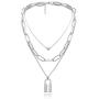 Salircon Layered Necklace Lock Key Pendant Punk Long Chain Statement Choker for Women Men Teen Girls