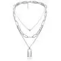Salircon Layered Necklace Lock Key Pendant Punk Long Chain Statement Choker for Women Men Teen Girls